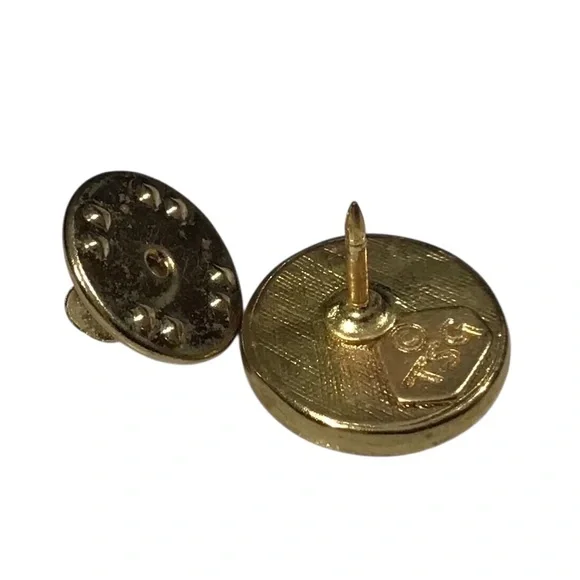 TSG Jerusalem Cross Tac Pin Brooch Round Gold Black Lapel Hat Bag Jewelry - Picture 3 of 7